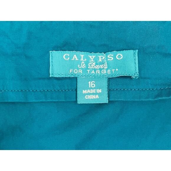 Calypso St. Barth For Target Shift Dress Size 16 Turquoise Cotton Spring - Picture 2 of 6